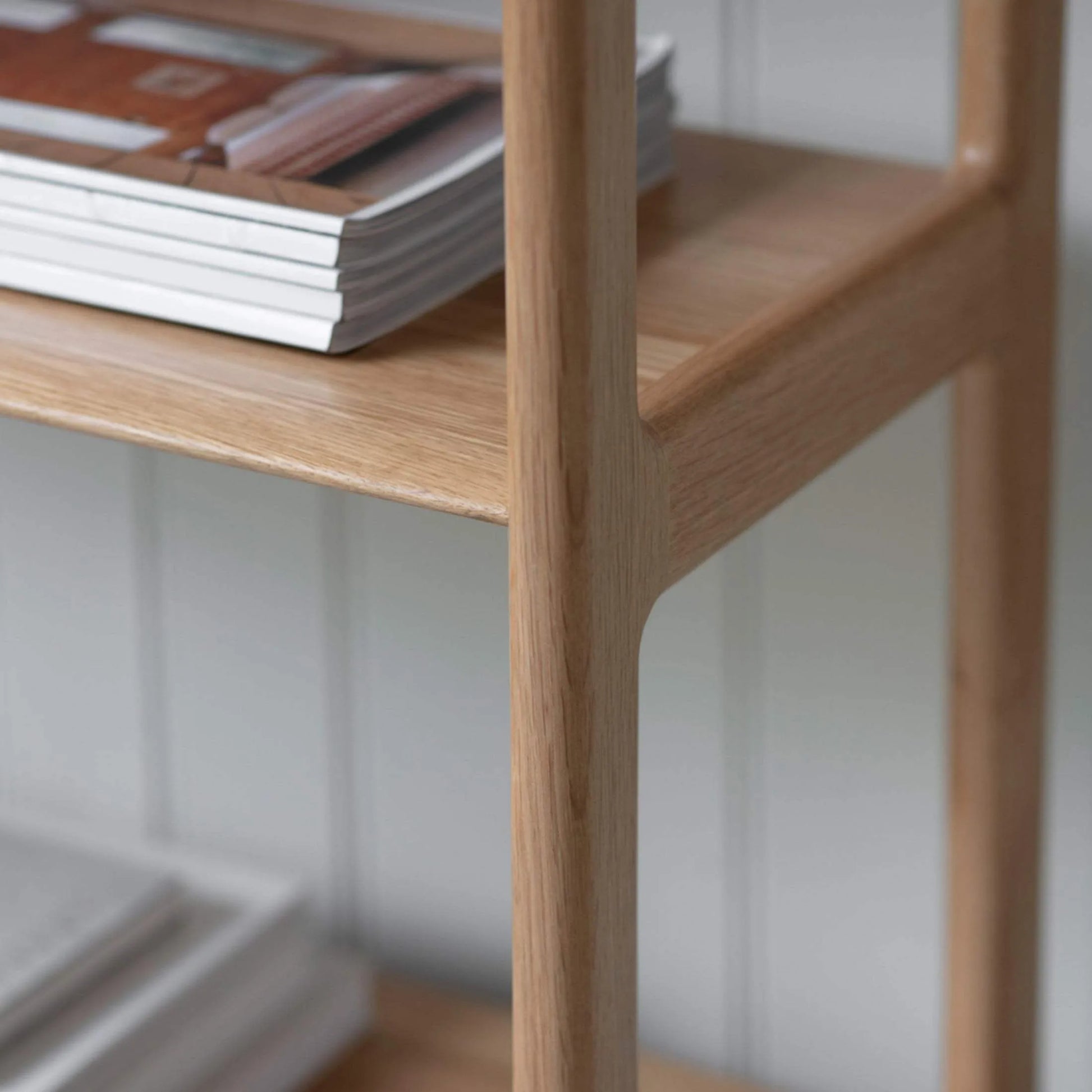 Oak Open Display Shelf Unit with Cupboard - The Farthing