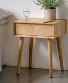 Oak Side Table with Chevron Front - The Farthing