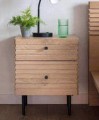 Oak Slatted Bedside Table - The Farthing