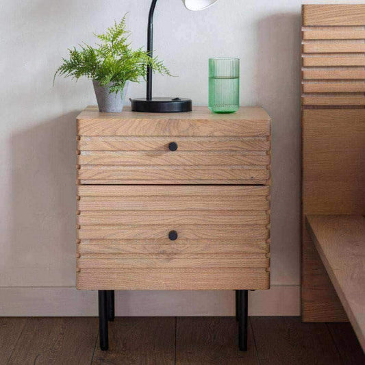 Oak Slatted Bedside Table - The Farthing