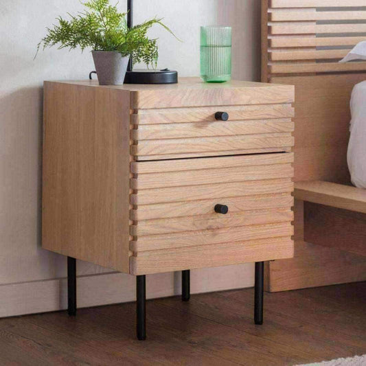 Oak Slatted Bedside Table - The Farthing