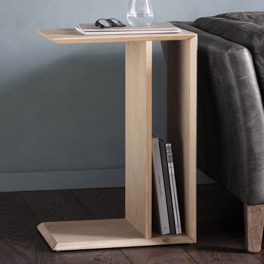 Oak Sofa Side Table with Chevron Top - The Farthing