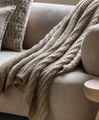 Oatmeal Melange Style Knitted Throw - The Farthing