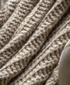Oatmeal Melange Style Knitted Throw - The Farthing