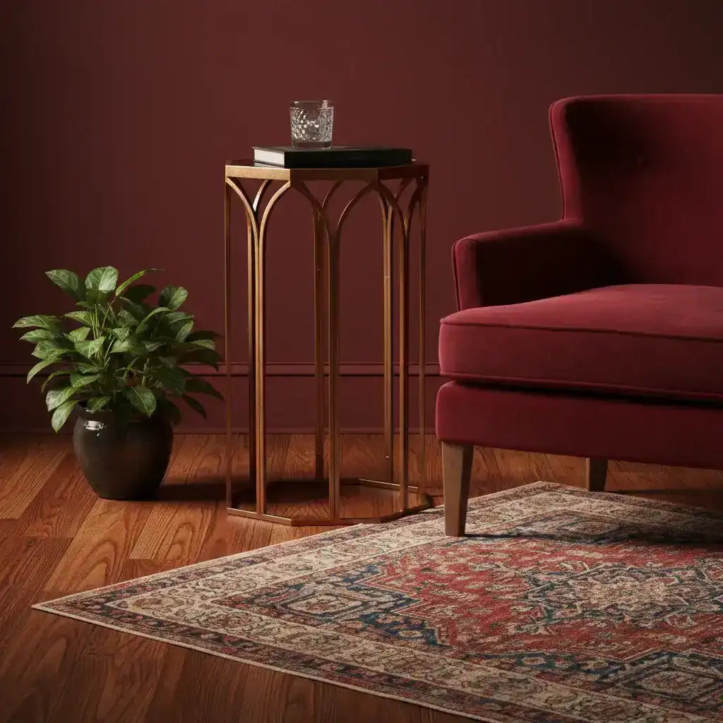 Octagonal Mirror Top Side Table