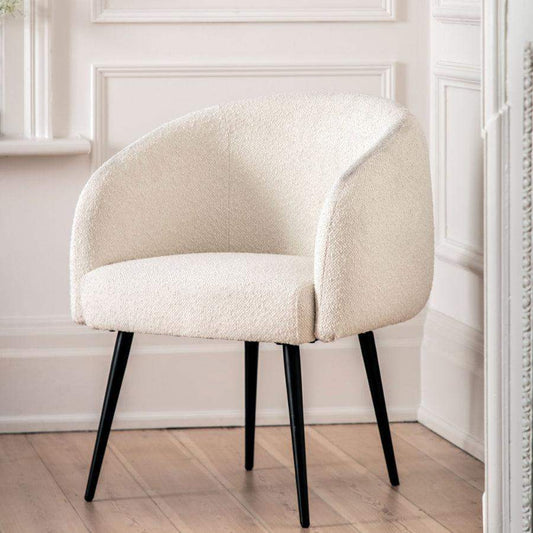 Off White Boucle Fabric Tub Chair - The Farthing