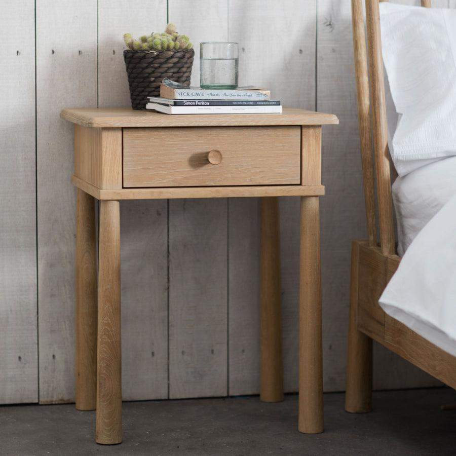 Oslo Oak BedSide 1 Drawer Table - The Farthing