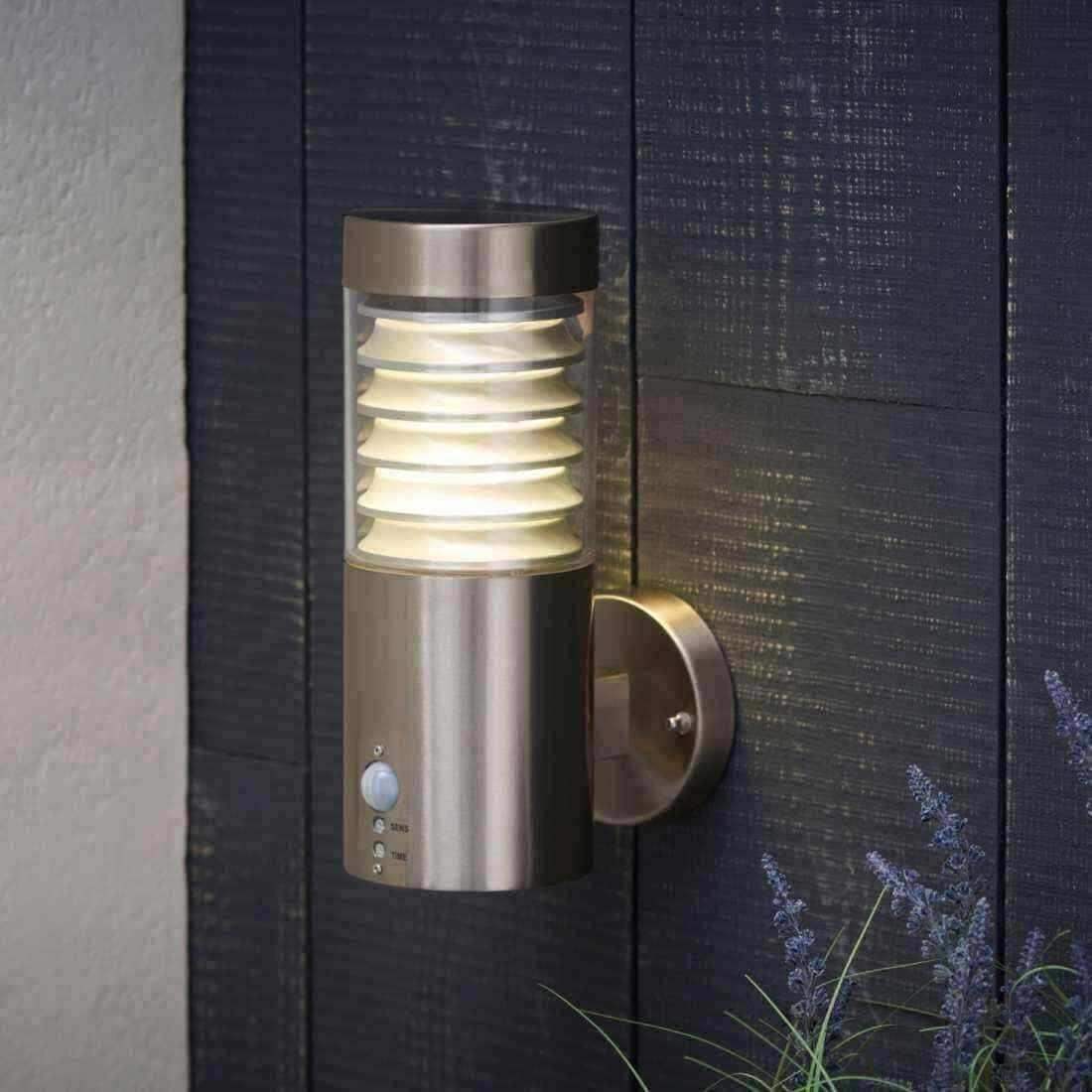 Outdoor Brushed Stainless Steel LED PIR Wall Light - The Farthing