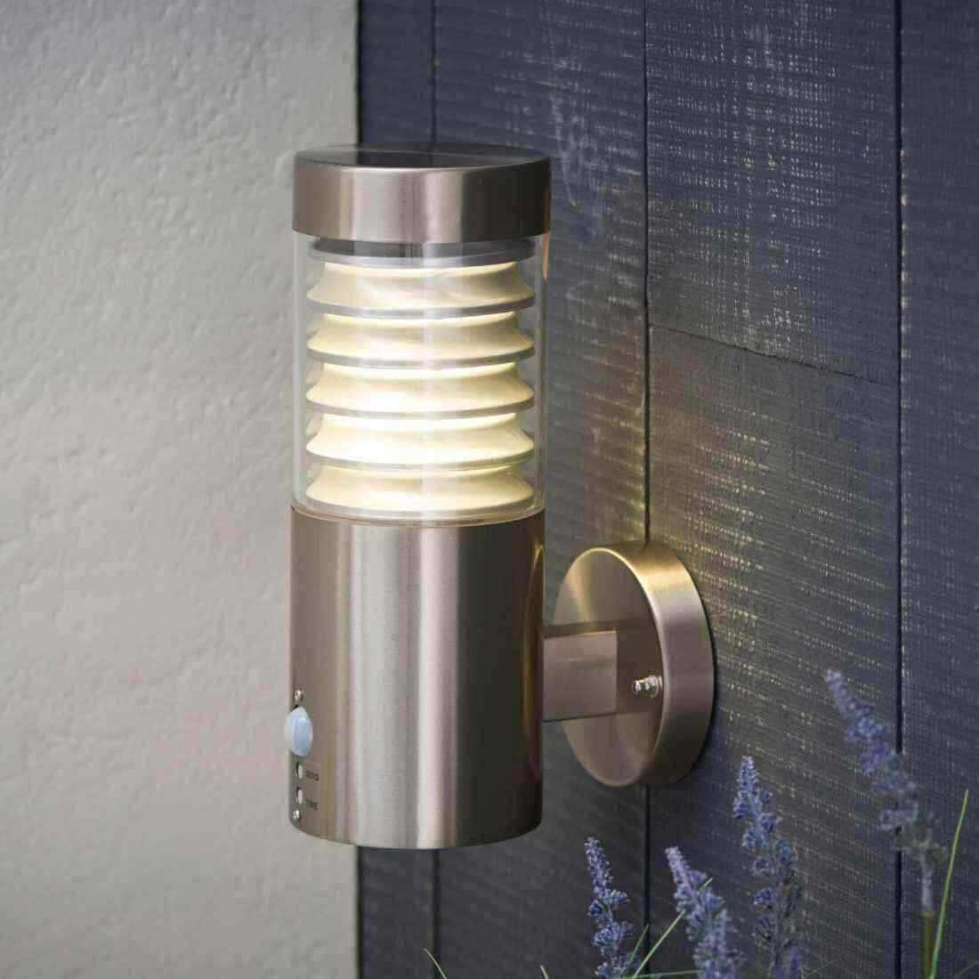 Outdoor Brushed Stainless Steel LED PIR Wall Light - The Farthing