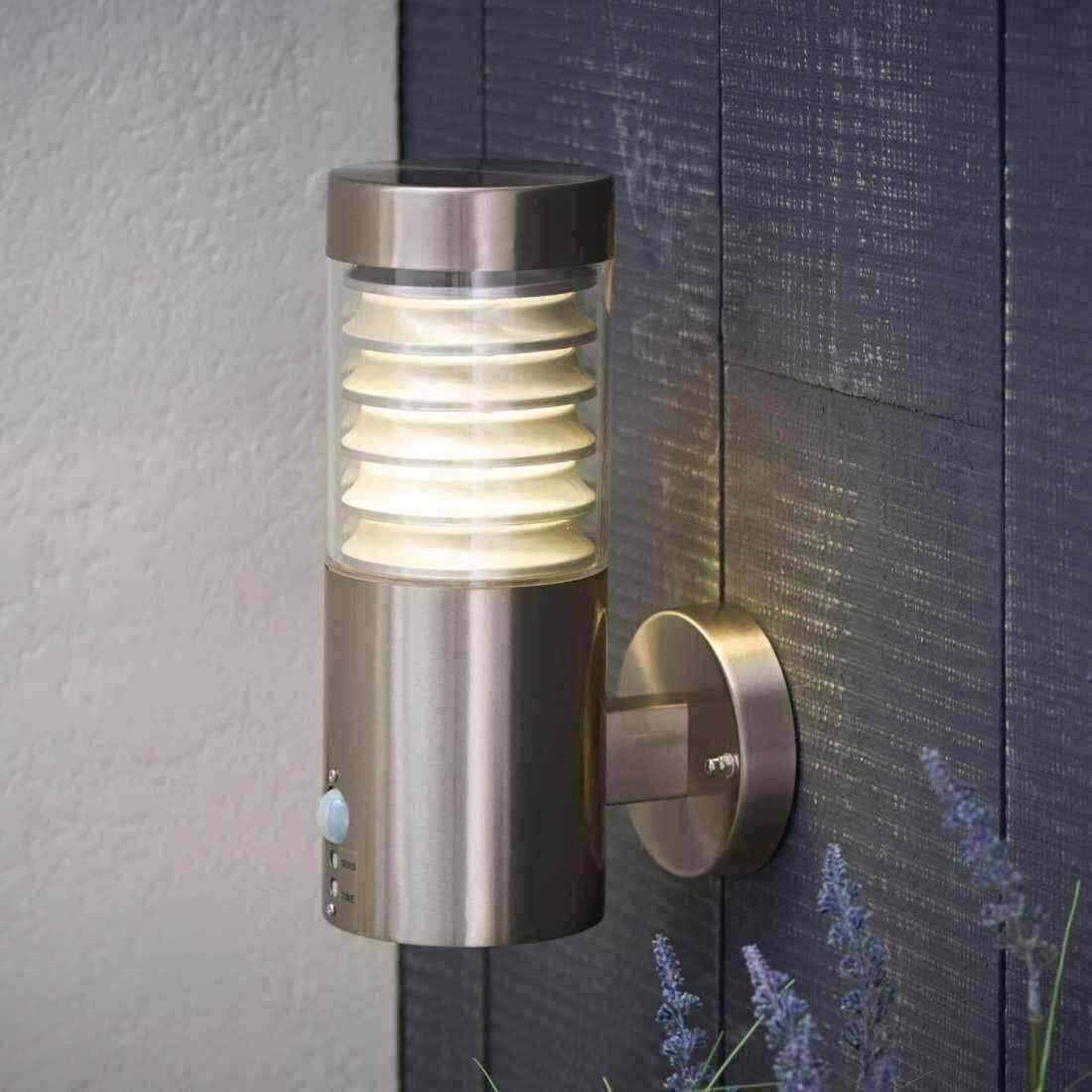 Outdoor Brushed Stainless Steel LED PIR Wall Light - The Farthing