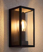 Outdoor Matt Black Box Lantern Wall Light - The Farthing
