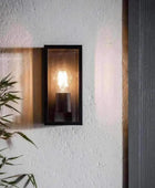 Outdoor Matt Black Box Lantern Wall Light - The Farthing