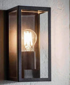 Outdoor Matt Black Box Lantern Wall Light - The Farthing