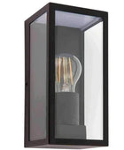 Outdoor Matt Black Box Lantern Wall Light - The Farthing