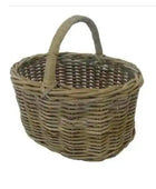 Oval Rustic Rattan Handled Basket - The Farthing