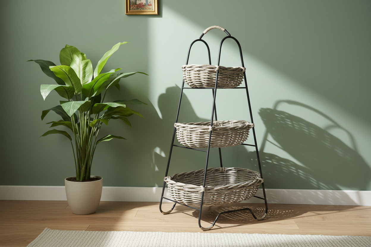 Natural Rattan 3 Tiered Storage Unit
