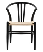 Pair of Bow Backed Black Elm Wood Dining Chairs - The Farthing