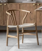 Pair of Bow Backed Natural Elm Wood Dining Chairs - The Farthing