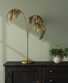 Large Antiqued Gold Palm Lamp