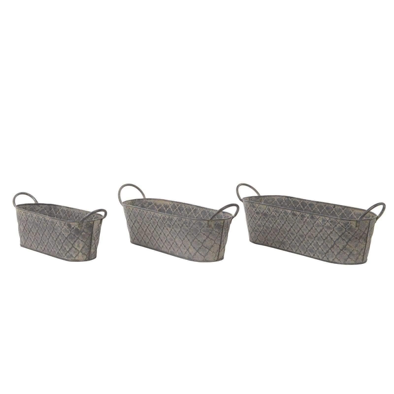 Parisian Inspired Metal Trough Set of 3 Tubs - The Farthing