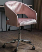 Pink Open Back Swivel Desk Chair with Height Adjustment - The Farthing