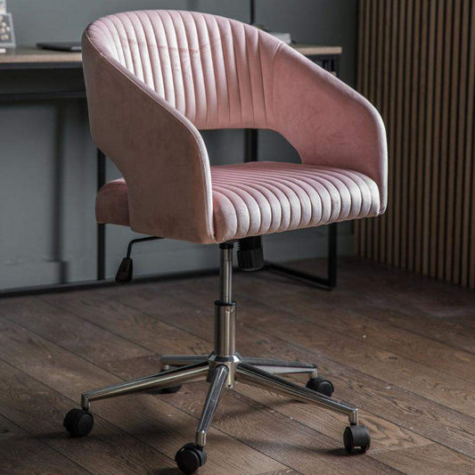 Pink Open Back Swivel Desk Chair with Height Adjustment - The Farthing