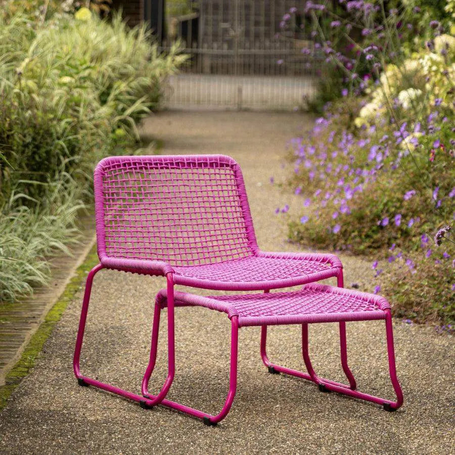 Pink Rope Lounger Chair and Footstool - The Farthing