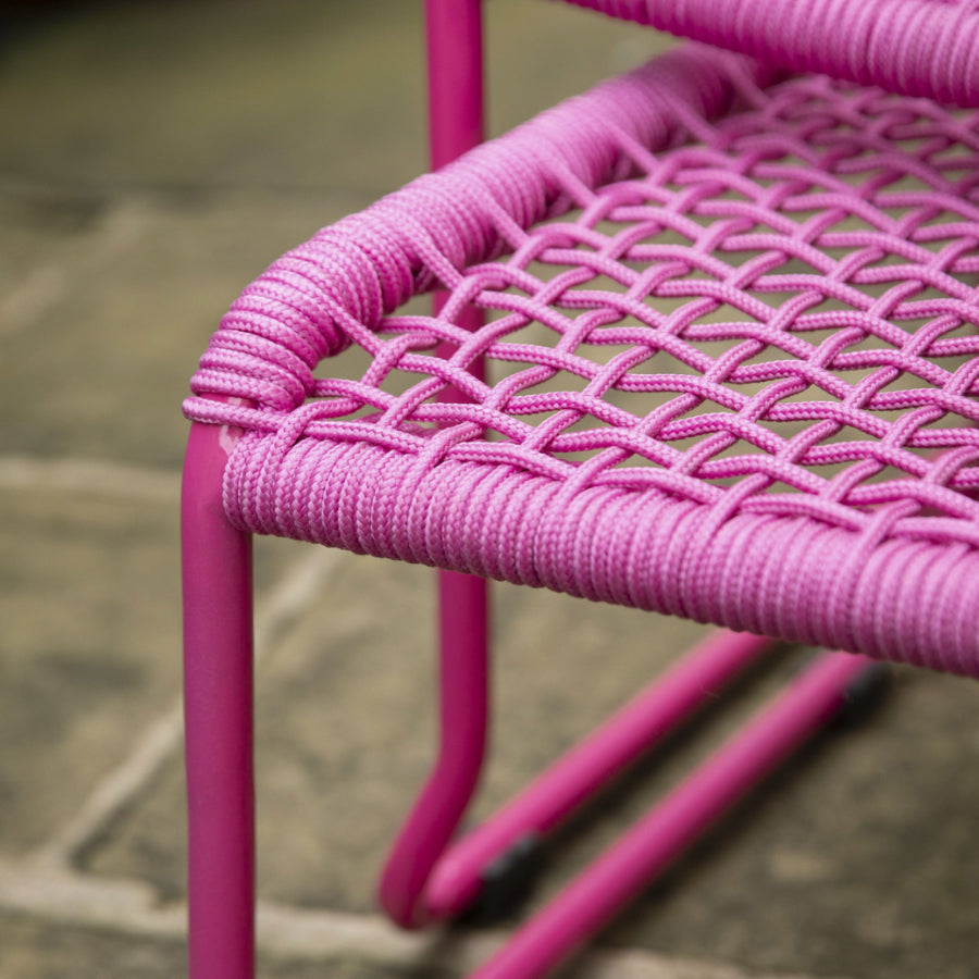 Pink Rope Lounger Chair and Footstool - The Farthing