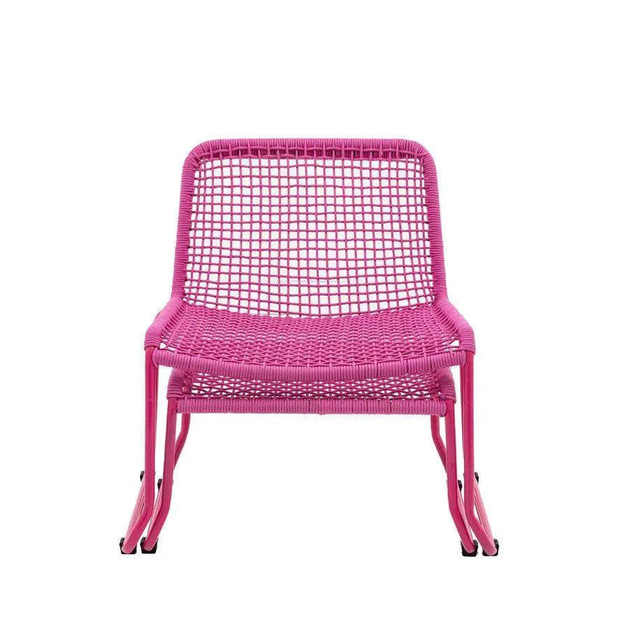 Pink Rope Lounger Chair and Footstool - The Farthing