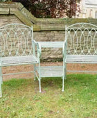 Pistachio Green Metal Twin Garden Seat - The Farthing