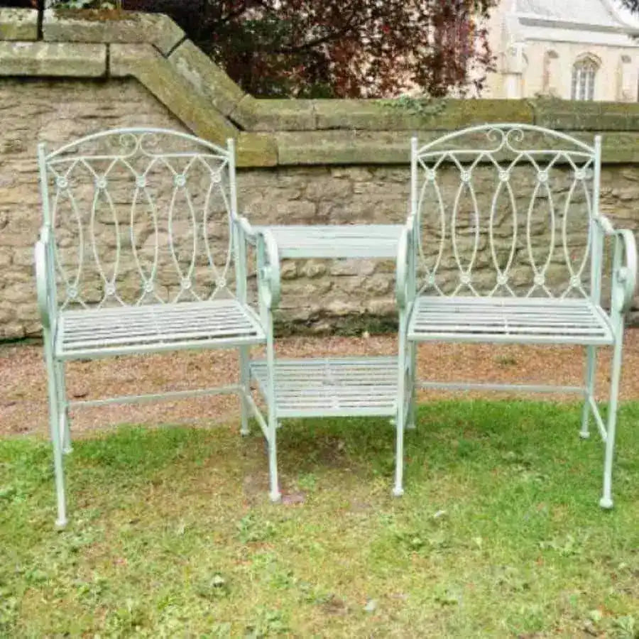 Pistachio Green Metal Twin Garden Seat - The Farthing