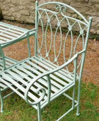 Pistachio Green Metal Twin Garden Seat - The Farthing