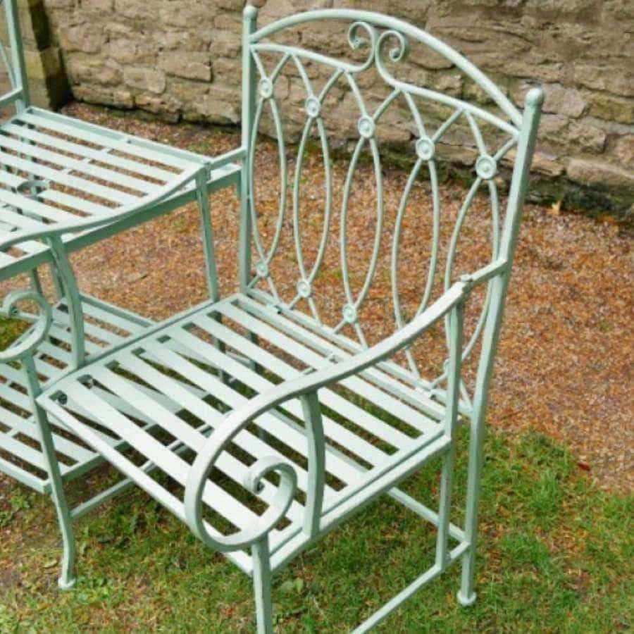 Pistachio Green Metal Twin Garden Seat - The Farthing