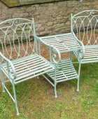 Pistachio Green Metal Twin Garden Seat - The Farthing