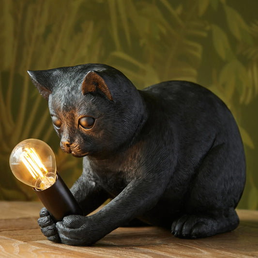 Playful Black Kitten Table Lamp - The Farthing