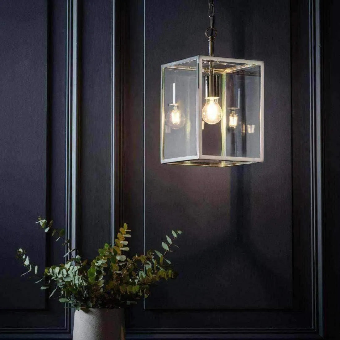 Polished Nickel Plated Box Pendant Light - The Farthing