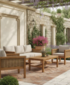 Portland Outdoor Wood & PE Rattan Lounge Sofa Set - The Farthing