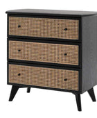 Rattan Fronted Black Art Deco Inspired Chest Of Drawers - The Farthing