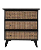 Rattan Fronted Black Art Deco Inspired Chest Of Drawers - The Farthing