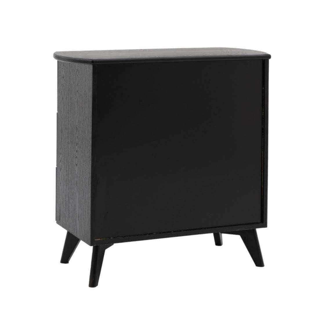 Rattan Fronted Black Art Deco Inspired Chest Of Drawers - The Farthing