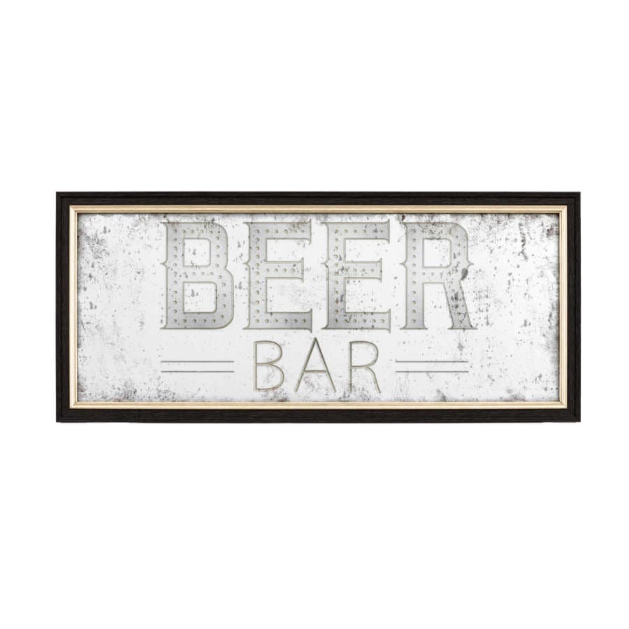Rectangular Antique Glass Beer Bar Wall Mirror - The Farthing