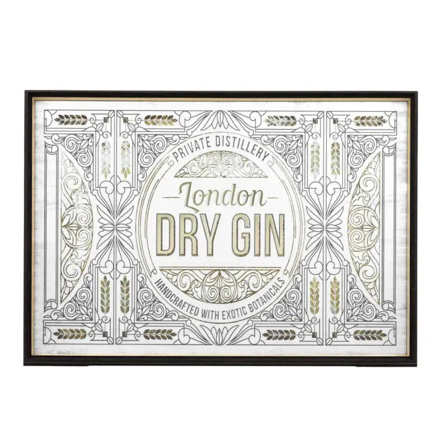Rectangular Antique Glass London Dry Gin Wall Mirror - The Farthing