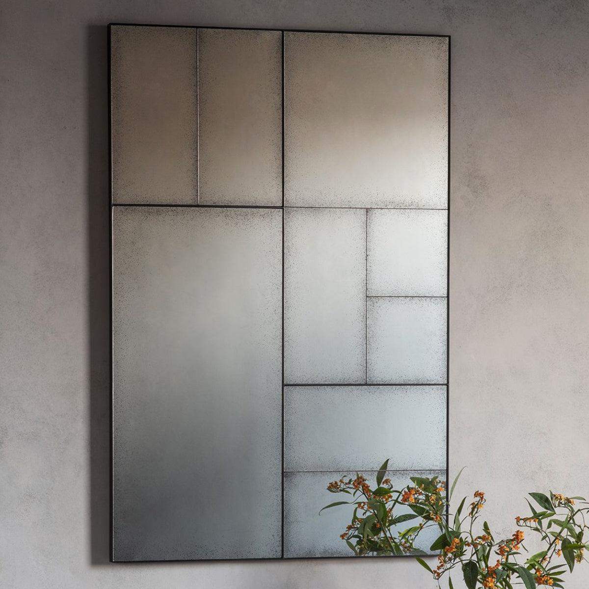 Rectangular Antique Glass Panel Wall Mirror - The Farthing