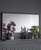 Rectangular Black Metal Shelf Wall Mirror - The Farthing