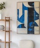Rectangular Blue Palette Abstract Framed Canvas - The Farthing