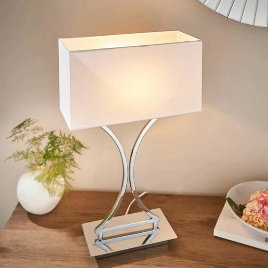 Rectangular Chrome Table Lamp - The Farthing