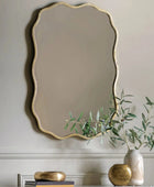 Rectangular Rustic Gold Wavy Edge Wall Mirror - The Farthing