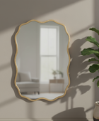 Rectangular Rustic Gold Wavy Edge Wall Mirror