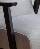 Relaxed Soft Grey Linen and Black Wood Armchair - The Farthing