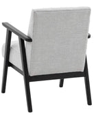 Relaxed Soft Grey Linen and Black Wood Armchair - The Farthing